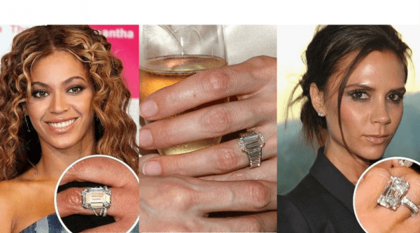 Celebrity Worn Emerald Cut Diamond Engagement Ring