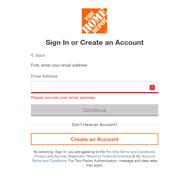 homedepot/mycard login process