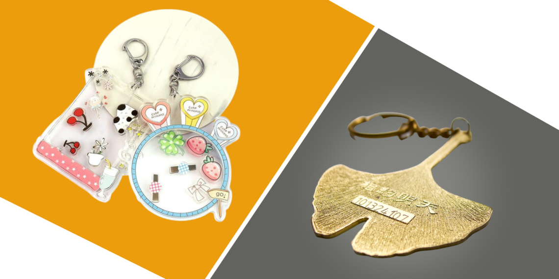 Acrylic keychain vs. gold keychain