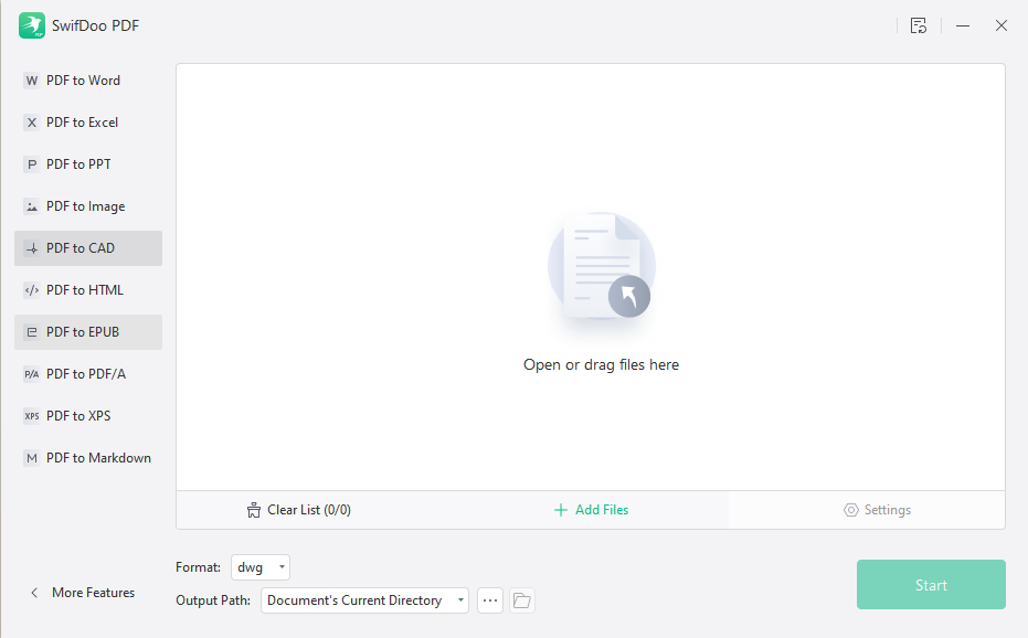 Convert PDF to DWG format