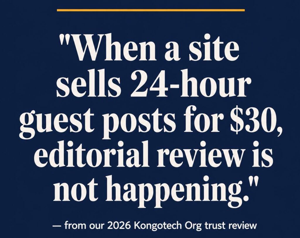 Quote card stating that $30, 24-hour guest posts mean no editorial review
